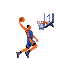 Basketball Player Jumping for Slam Dunk Vector Illustration 2 © Abhisheka