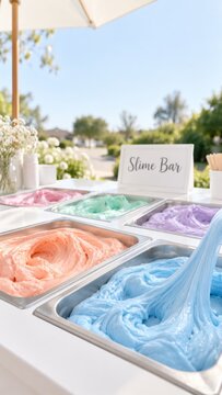 Outdoor Slime Bar with Colorful Slime and Charms, Kids Small Business