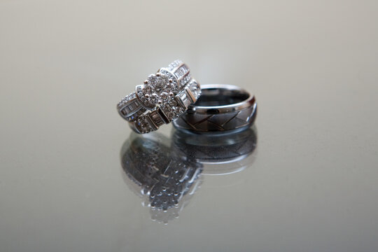 Silver and Diamond Wedding Rings