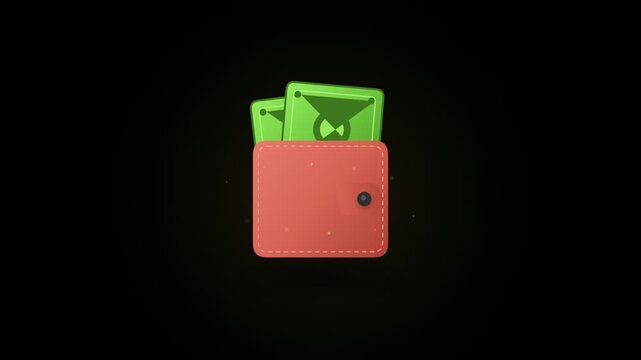 Abstract 3D Dynamic Wallet & Floating Currency Motion Loop Seamless...