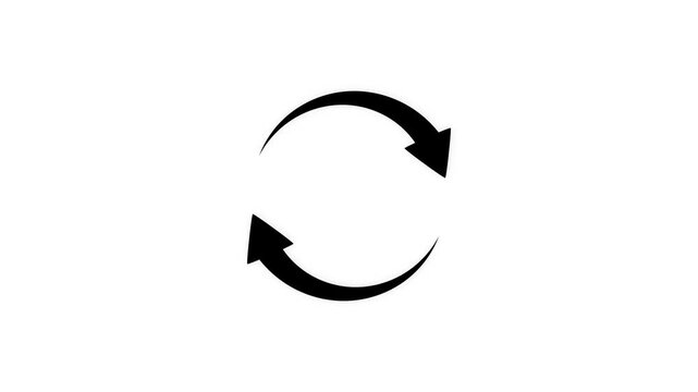 White Circular Refresh Arrows Loop Animation on white Background 4k motion animation.