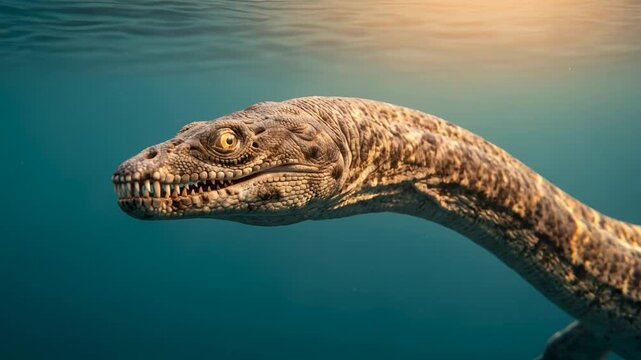 plesiosaur underwater at morning light in jurassic coast england video