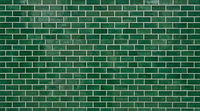Green tile wall texture with white grout lines