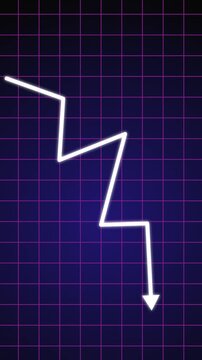 Business down graph green arrow financial chart investment market concept grid background.