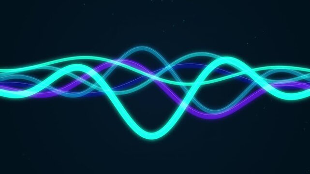 Abstract Cyan Harmonic Flowing Waves Seamless Loop with #ff0055 sol...
