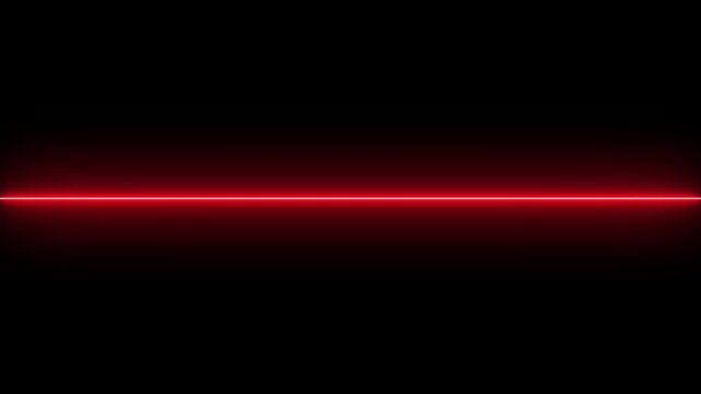 Glowing red neon horizontal laser line and beam separator icon for futuristic divider, sci-fi HUD layout, laser boundary