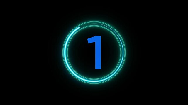 5 second countdown timer, digital circular animation from 10 to 0 seconds on black background. Simple 5-second countdown timer version included Movies start intro 5 4 3 2 1 0 count down