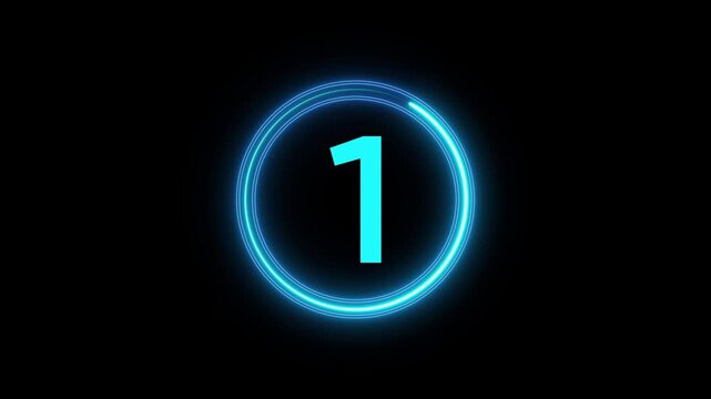 5 second countdown timer, digital circular animation from 10 to 0 seconds on black background. Simple 5-second countdown timer version included Movies start intro 5 4 3 2 1 0 count down