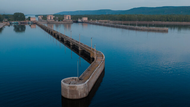 Concrete River Lock and Navigation Channel