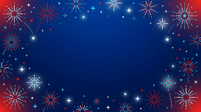Abstract dark blue background with sparkling lights and festive red border elements
