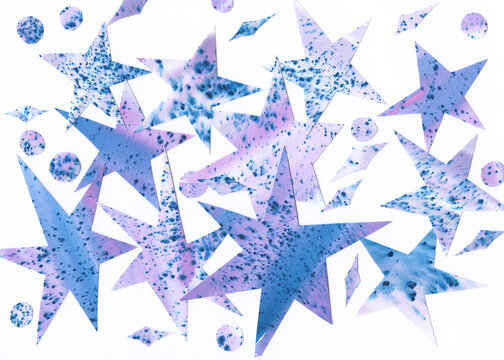 Purple and Blue Speckled Paper Stars