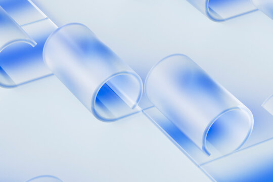 Blue Transparent Ribbon Loops 3D Render