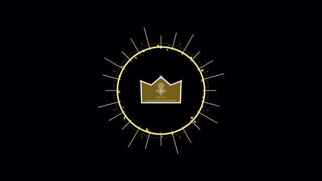 Gold membership premium icons with animated golden circles. 4k