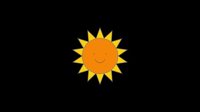 Smiling sun icons grid animation with alpha channel