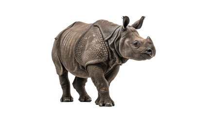 Huge wild african rhinoceros standing powerful safari mammal isolated on white background © Isaac