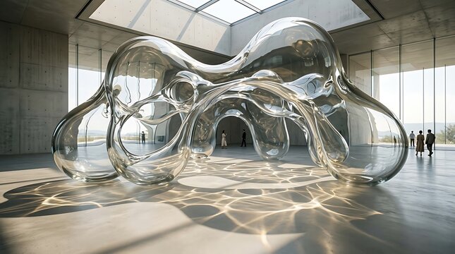 Modern Futuristic Glass Architecture Interior Design.