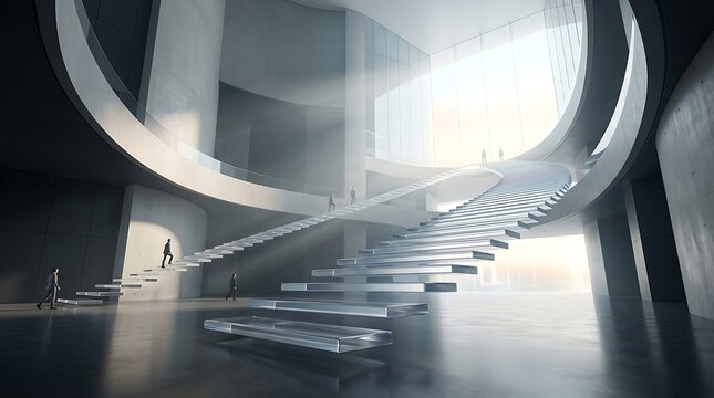Modern Minimalist Spiral Staircase Interior Design.