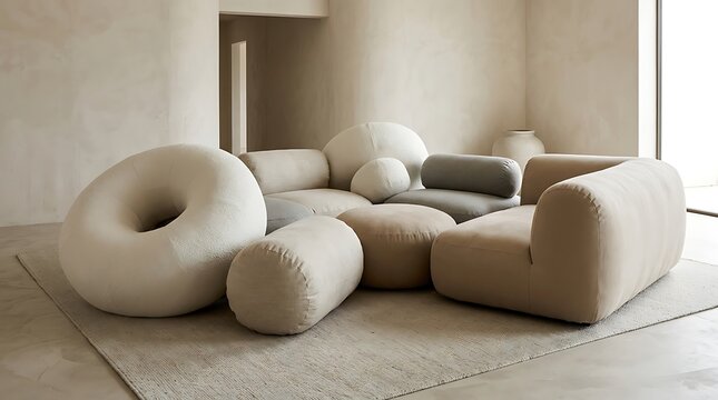 Modern Minimalist Living Room Sectional Setup.