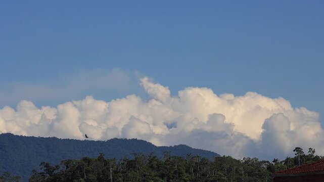 Time-Lapse of Sangay Volcano Erupting During Daytime While Fully Covered by Clouds from Macas, Ecuador