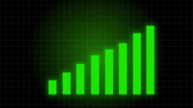 Animated Data Visualization with Rising Trend Arrow and Vertical Bars