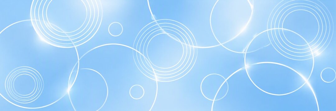 Abstract blue background with overlapping white circles and glowing light effects