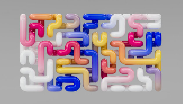 3D Pastel Puzzle Grid