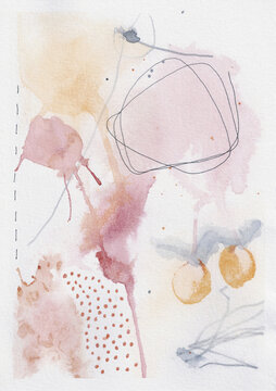 Abstract Watercolor Pastel Artwork With Organic Shapes