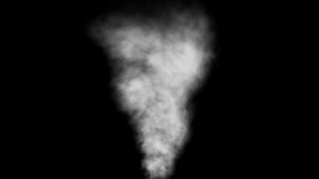 White smoke plume rising isolated on transparent background for motion graphics and visual effects alpha channel cutout vapor steam fog mist design element overlay particle gas atmospheric cloud flow