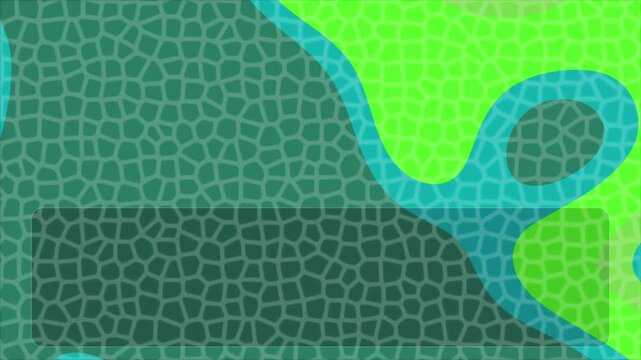 Abstract green and blue mosaic patterned background with geometric textures.