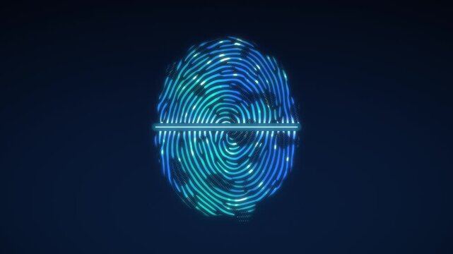Fingerprint biometric scan authentication animation, access granted