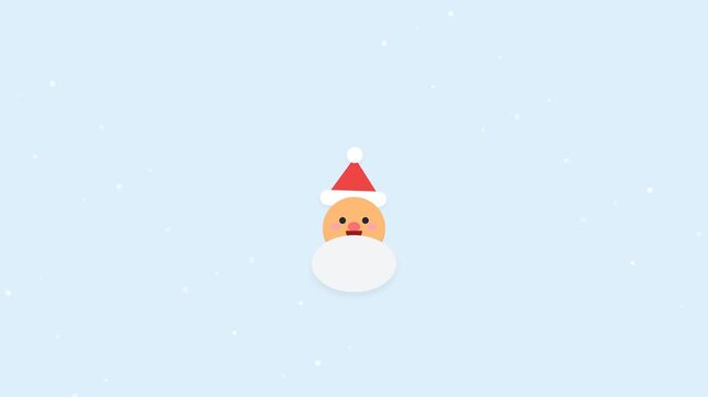 Minimalist Christmas Santa Claus Icon Animation on Light Blue Background