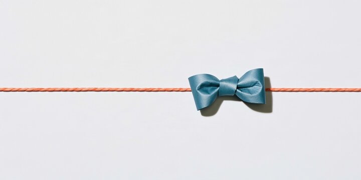 String tied in a bow isolated on a straight paper cord, featuring a textured fiber finish for eco packaging and natural gift wrap design