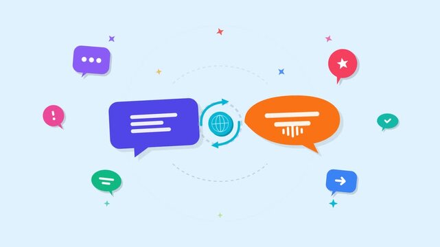 Animated Chat Bubbles Connecting Global Communication Icons Loop