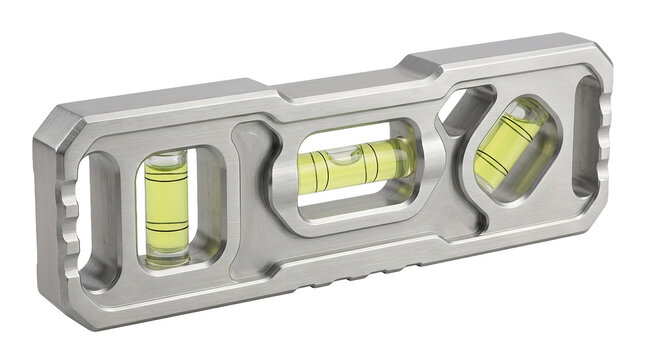 Precision metal spirit level with three vials for accurate measurements