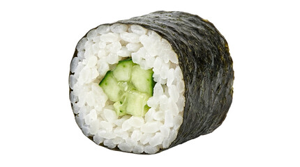 Close-up of fresh vegetarian sushi roll with cucumber and rice © Lora