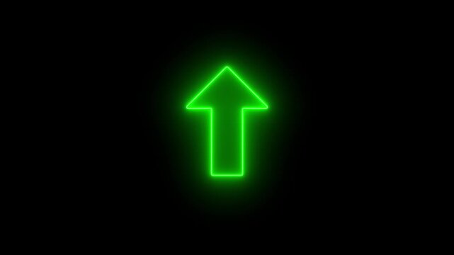 Glowing green upward arrow animation video