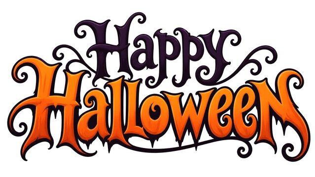 Happy halloween hand lettering typography designs with decorative seasonal elements, spooky festive text art