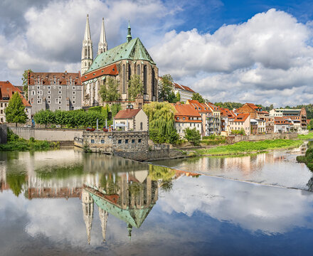Panoramic view of old town of G&ouml;rlitz, saxony with St. Peter and Paul church in the background