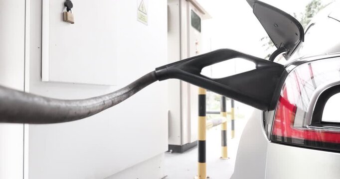 Electric car charge outdoor station rear view transport technology
