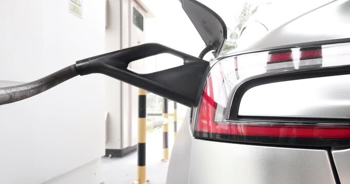 Electric car charge outdoor station rear view transport technology