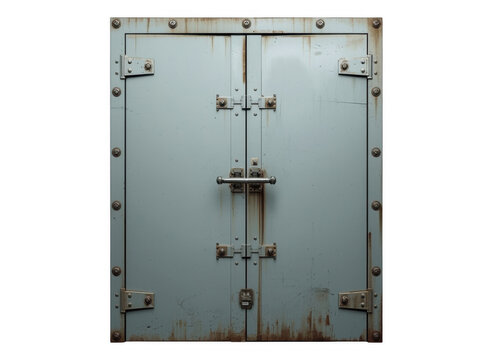 Heavy rusted metal double door security vault