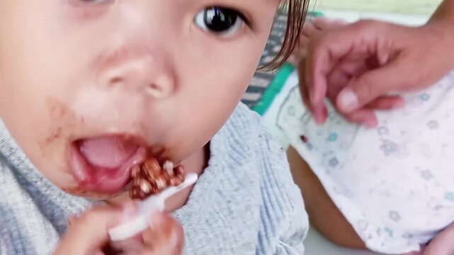 Limit the consumption of sweet, chocolate-based snacks in young children, as chocolate residue left around the mouth and teeth is highly favored by acid-producing bacteria that trigger tooth decay.