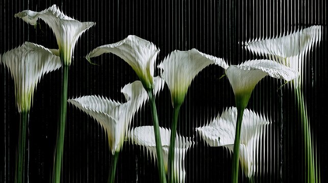 White Calla Lilies behind Ribbed Glass &mdash; Textural Study