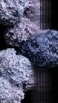 Pastel Hydrangeas Refracted through Fluted Glass &mdash; Balanced Arrangement