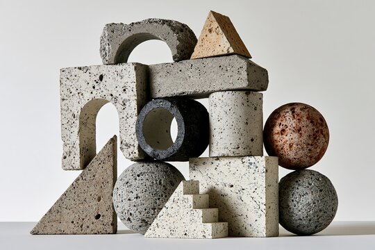 Brutalist Concrete Shapes in Architectural Still Life &mdash; Textural Study