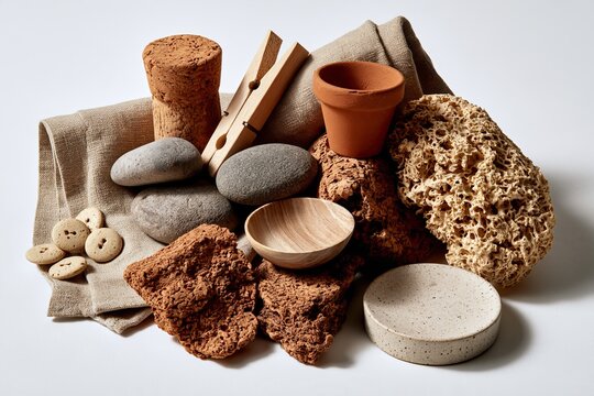 Natural Material Objects in Neutral Still Life &mdash; Detailed View