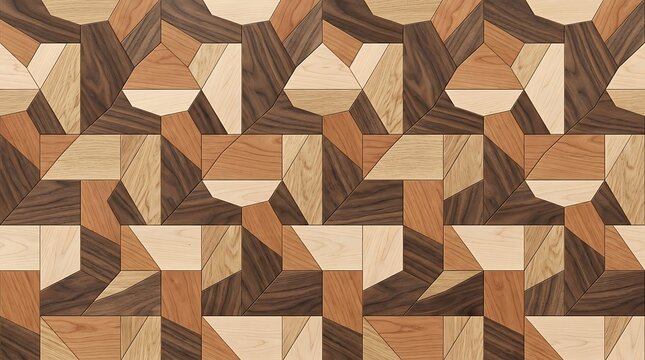 Geometric wooden parquet pattern with light and dark brown timber