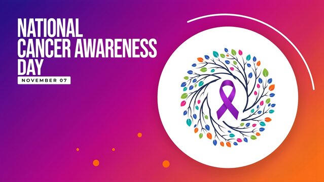 National cancer awareness day purple ribbon design