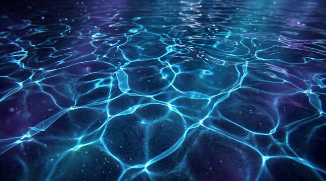 Water Ripple Caustics Abstract Background with Glowing Light