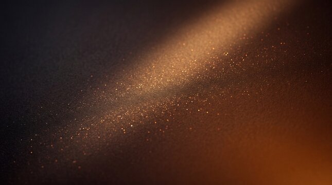 Golden Glitter Texture Illuminated by Diagonal Light Beam